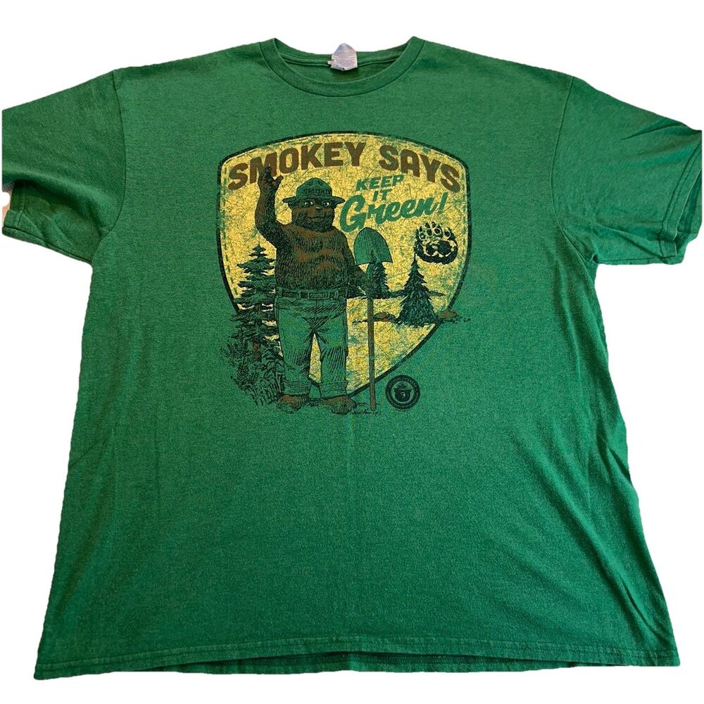Distressed Smokey Bear Tee Smokey Says Keep It Green Size X Large - XL